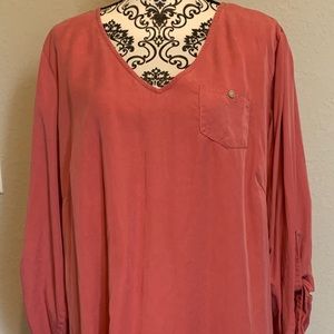 Soft Surroundings tunic length peach shirt 1X